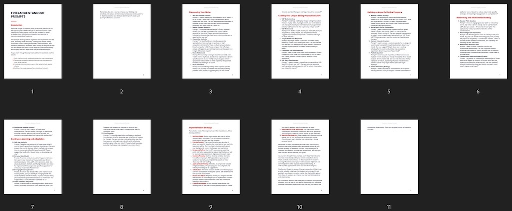Freelance Standout - Prompts preview