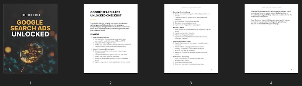 Google Search Ads Unlocked - Checklist preview