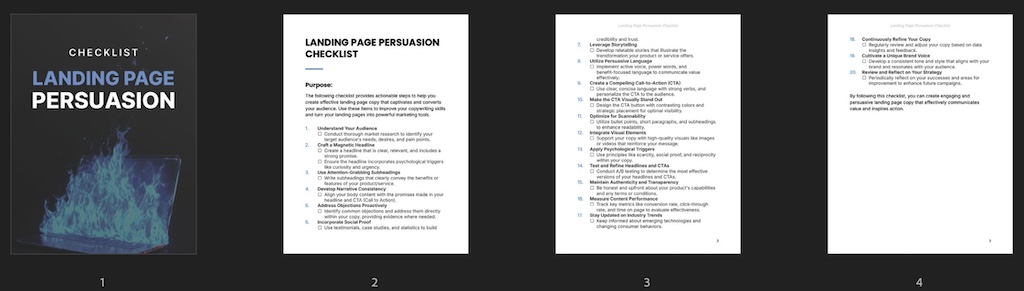 Landing Page Persuasion - Checklist preview