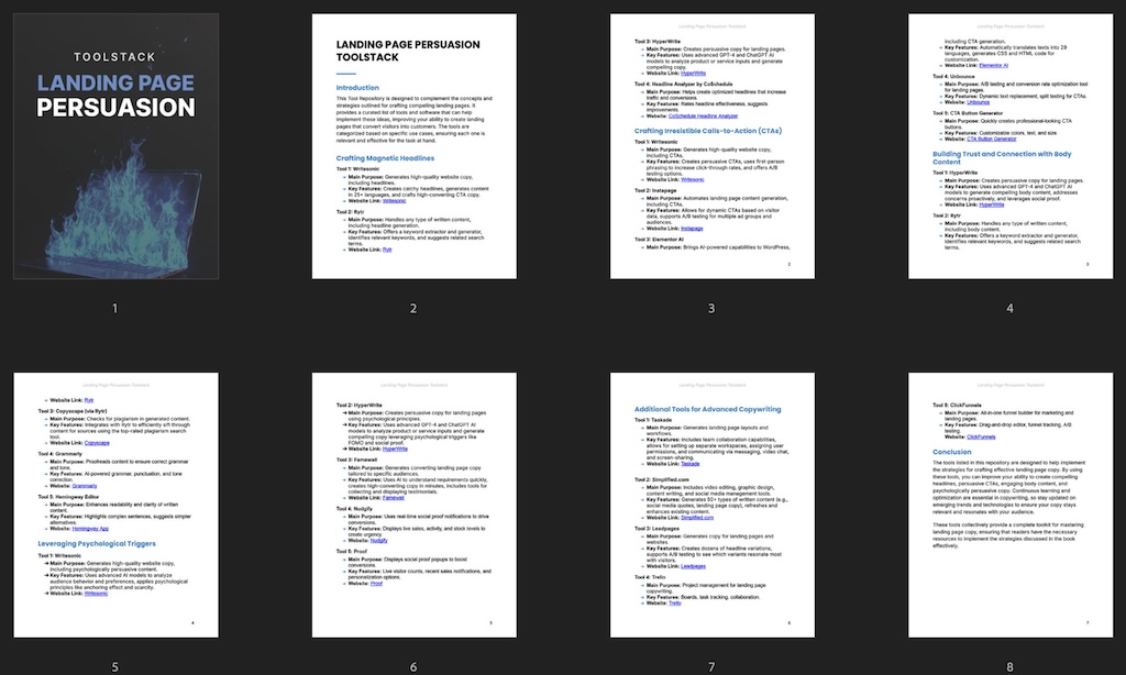 Landing Page Persuasion - Toolstack preview