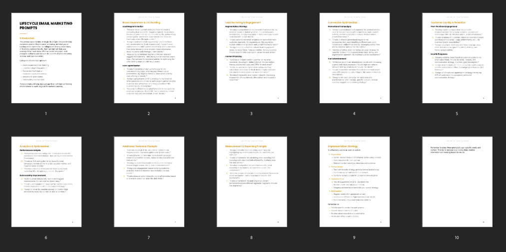 Lifecycle Email Marketing - Prompts preview