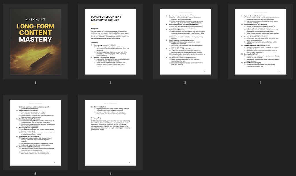 Long-Form Content Mastery - Checklist preview