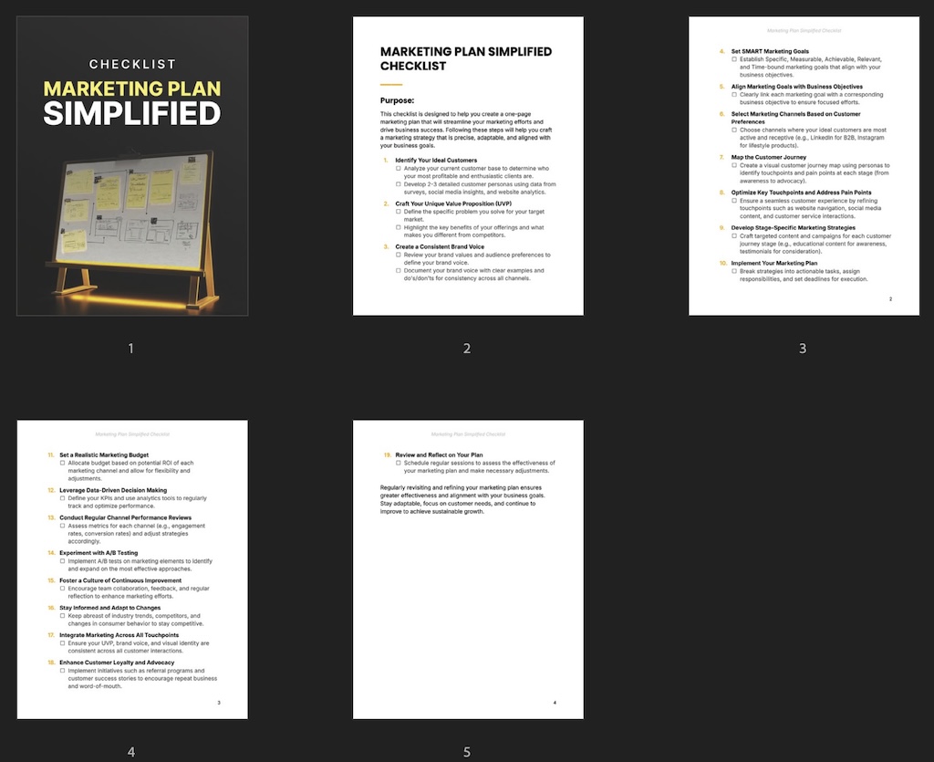 Marketing Plan Simplified - Checklist preview