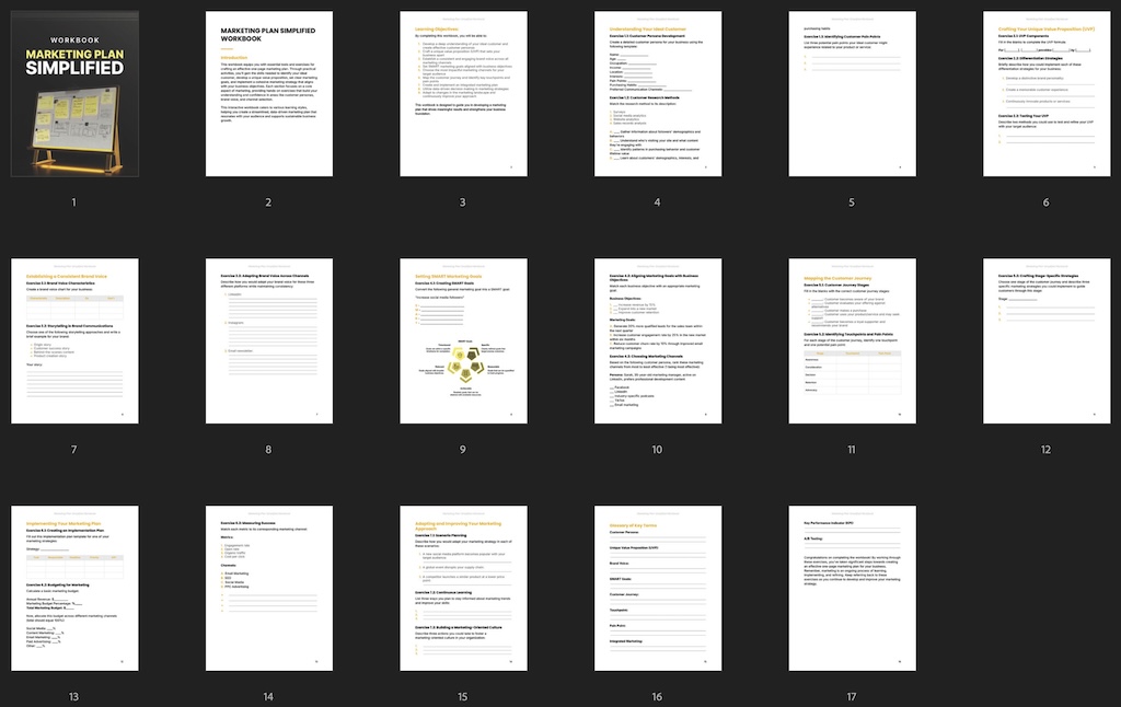 Marketing Plan Simplified - Workbook preview