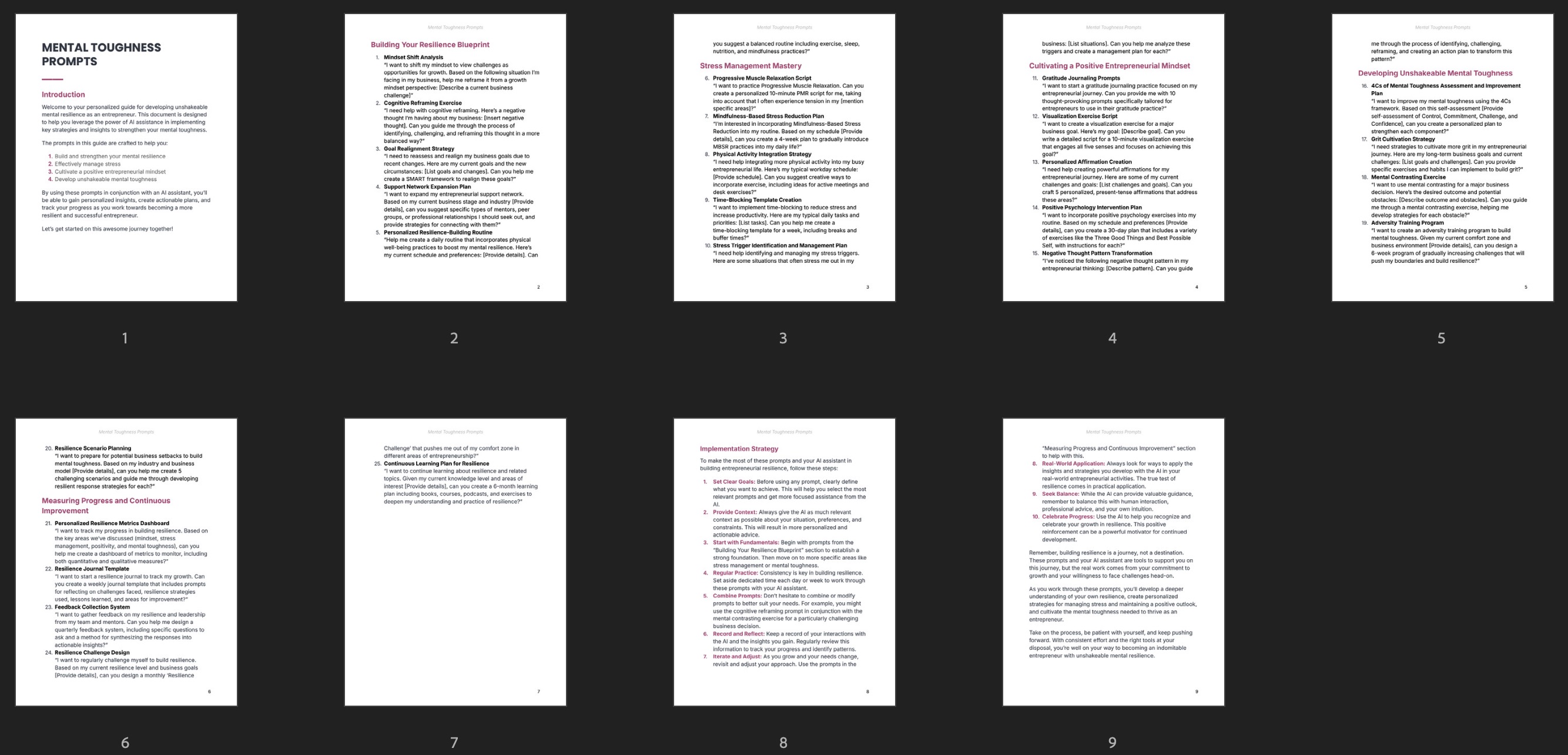 Mental Toughness - Prompts preview