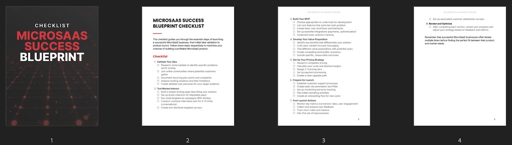 MicroSaaS Success Blueprint - Checklist preview