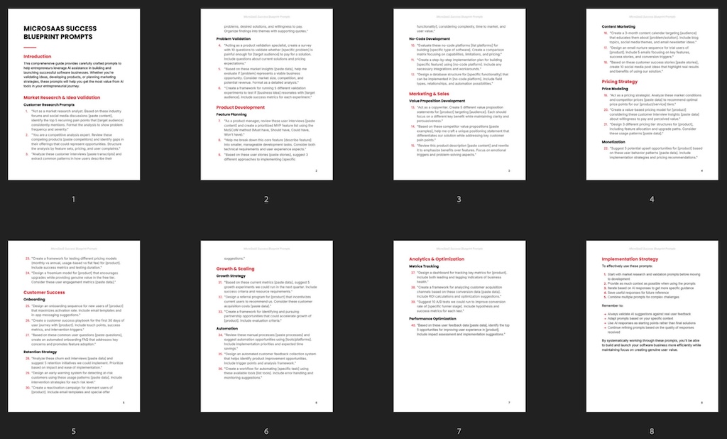 MicroSaas Success Blueprint - Prompts preview