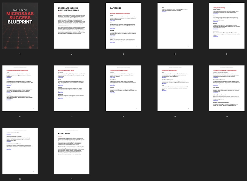 MicroSaaS Success Blueprint - Toolstack preview