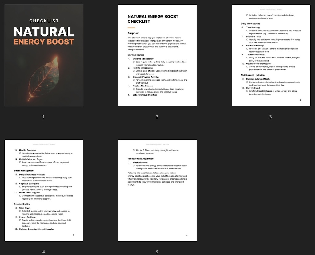 Natural Energy Boost - Checklist preview