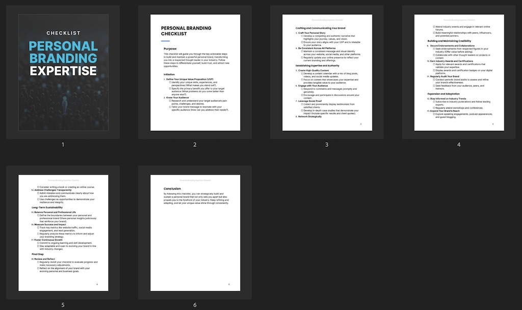 Personal Branding Expertise - Checklist preview