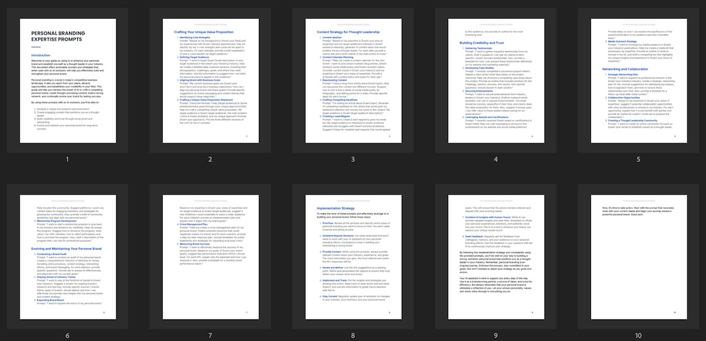 Personal Branding Expertise - Prompts preview