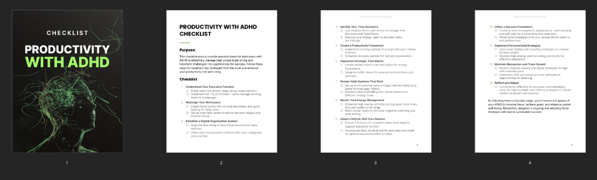 Productivity with ADHD - Checklist preview