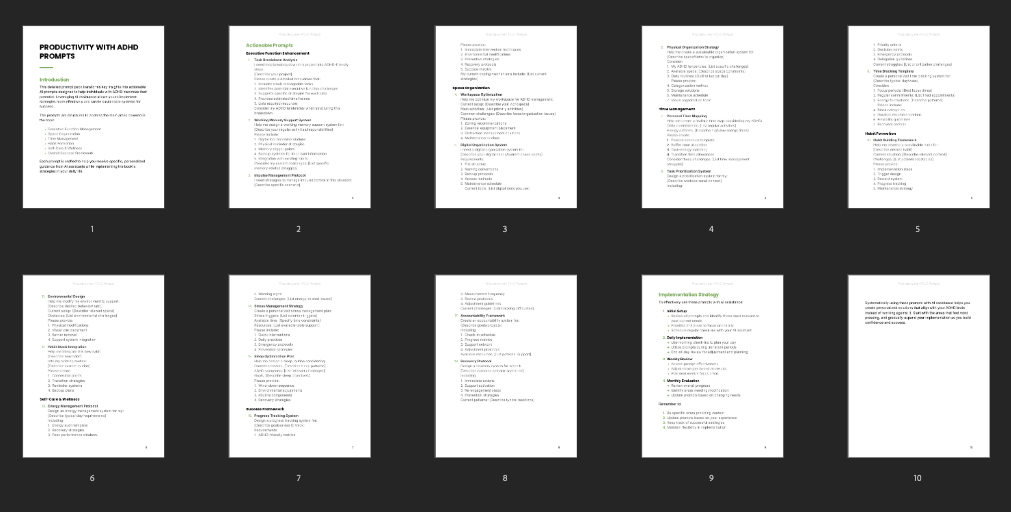 Productivity with ADHD - Prompts preview