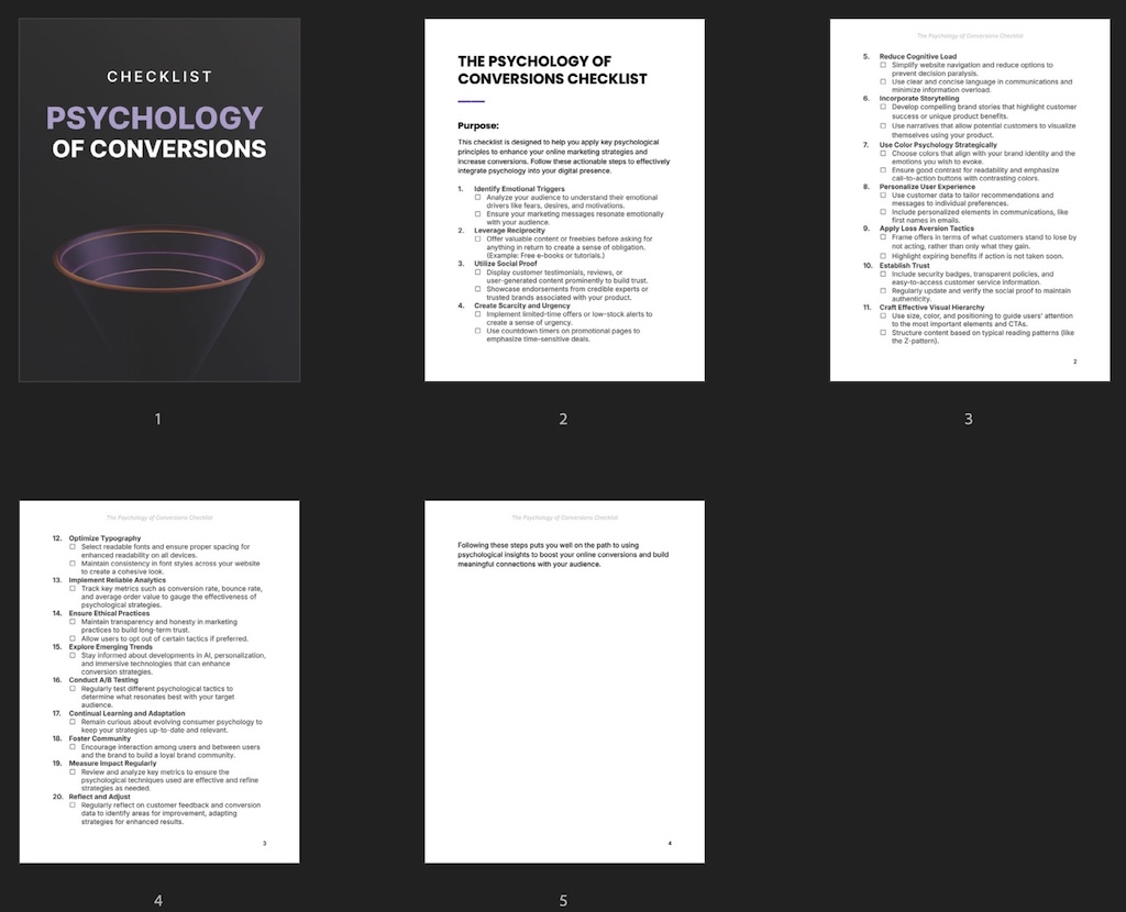 The Psychology of Conversions - Checklist preview