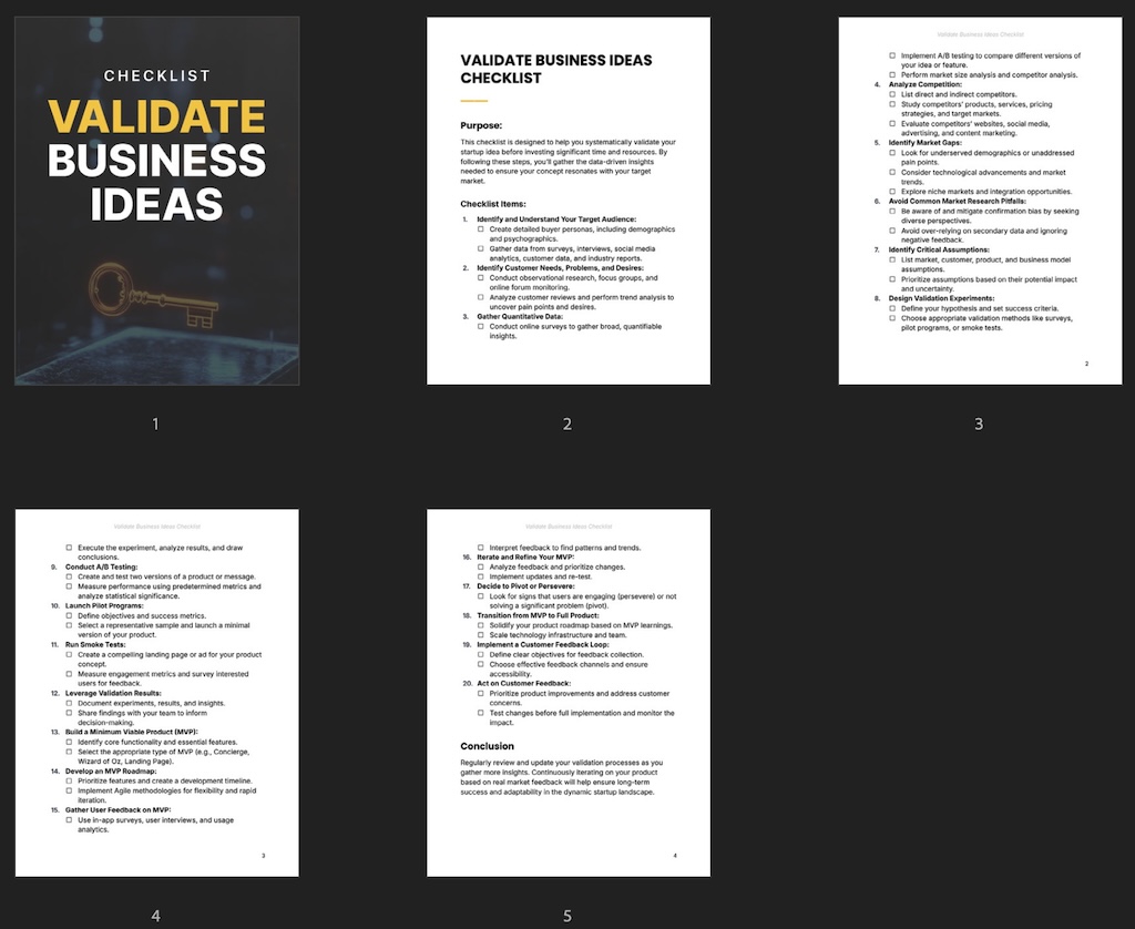 Validate Business Ideas - Checklist preview