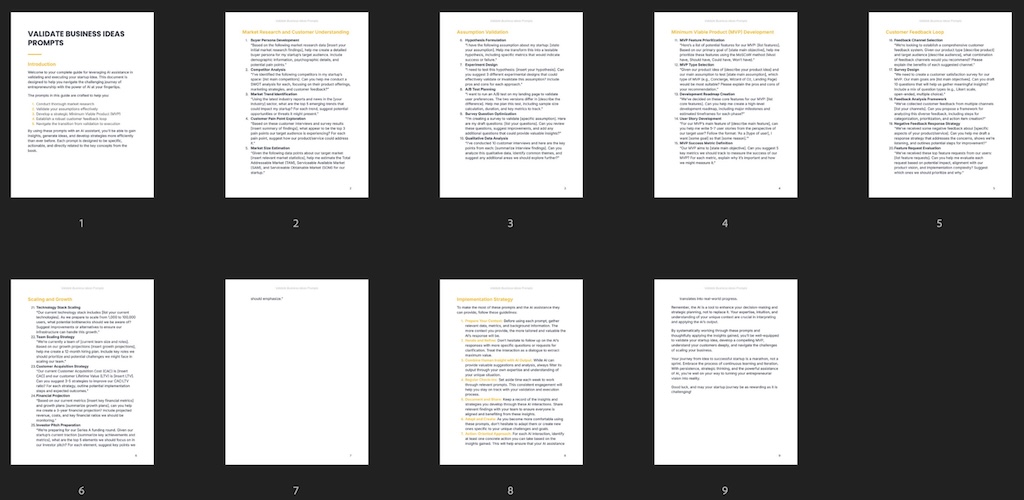 Validate business Ideas - Prompts preview