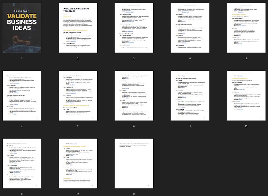 Validate Business Ideas - Toolstack preview