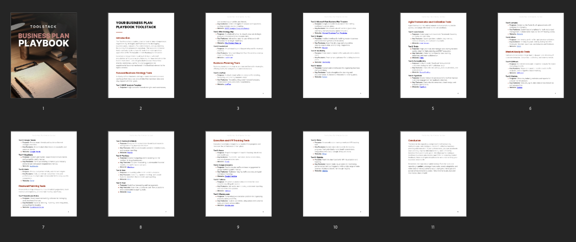 Your Business Plan Playbook - Toolstack preview